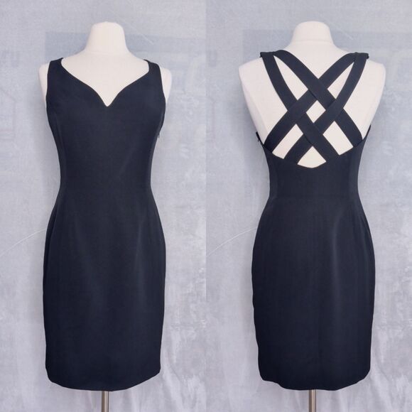 Gillian Dresses & Skirts - GILLIAN Black Sleeveless Mini Dress Size 10 LBD Strappy Sweetheart Fit and Flare
